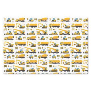 Cute Construction Trucks Vehicles Pattern Party Tissue Paper