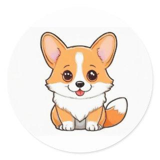 Cute Corgi on white background Sticker