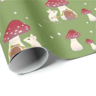 Cute Cottagecore Mouse Red Mushroom House Green