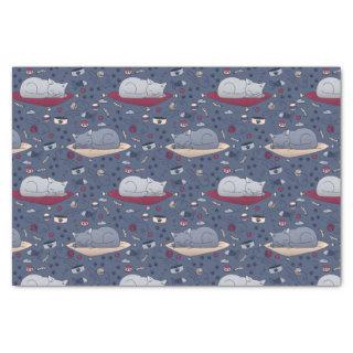 Cute & Cozy Sleepy Cat Dreams Pattern  Tissue Paper
