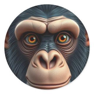 Cute Crazy Funny Chimpanzee  Classic Round Sticker