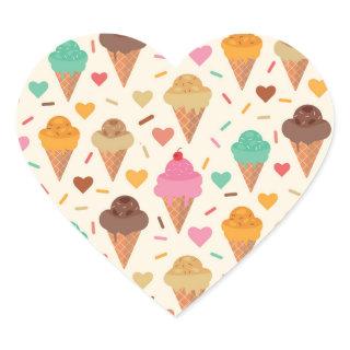 Cute  Cream Cone  pattern  Heart Sticker