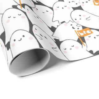 Cute Crowded Ghosts with Boo flags