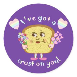 Cute Crust on You Valentine's Day Pun Classic Round Sticker