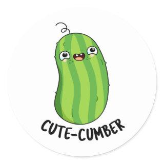 Cute-cumber Cute Cucumber Pun Classic Round Sticker