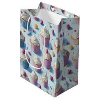 Cute Cupcake Dessert Pattern Medium Gift Bag