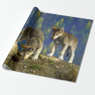 Cute Curious Gray Wolf Pups