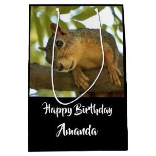 Cute & Curious Squirrel Nature Photo - Birthday Medium Gift Bag