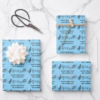 Cute Custom Band Teacher Music Notes Blue Birthday  Sheets