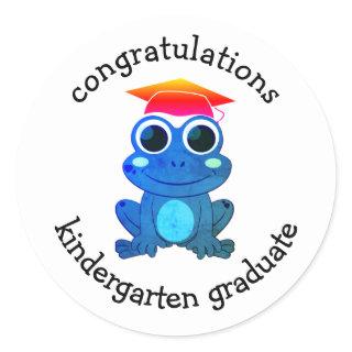 Cute Custom Frog Kindergarten Graduation Classic Round Sticker