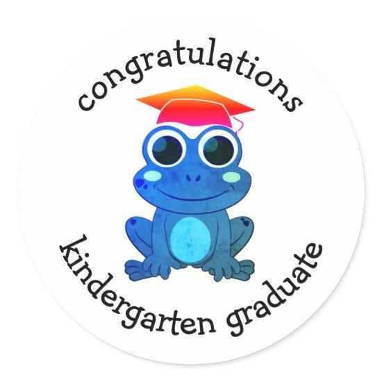 Cute Custom Frog Kindergarten Graduation Classic Round Sticker