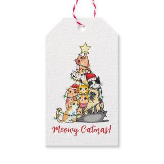 Cute Custom Meowy Catmas Cats Christmas Tree Gift Tags