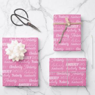Cute Custom Pink Name Typography Girls Birthday  Sheets