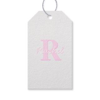 Cute Customizable Monogram | Pink Ombre & Gray Gift Tags
