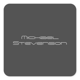 Cute Customize Text Black & White Modern Plain Square Sticker