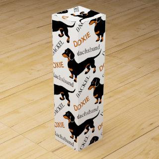 Cute Dachshund Doxie Dog Pattern Wine Gift Box