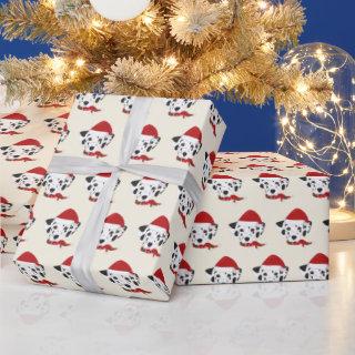Cute Dalmatian with a Santa Hat Pattern Christmas