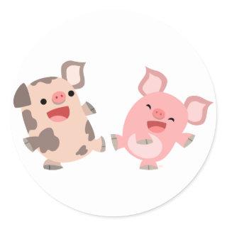 Cute Dancing Cartoon Pigs Sticker