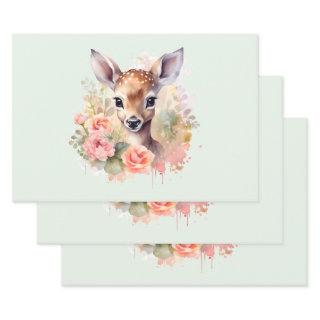 Cute Deer Surrounded By Roses  Sheets