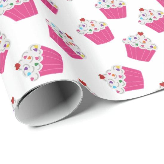 Cute Dessert Bright Pink Cupcake Pattern