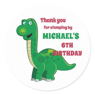 Cute Dinosaur Kids Jurassic Birthday Party Classic Round Sticker