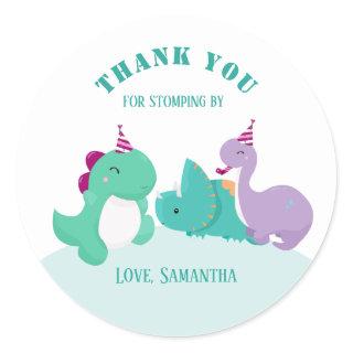 Cute Dinosaurs Birthday Thank You Favor Classic Round Sticker