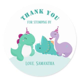 Cute Dinosaurs Birthday Thank You Favor Classic Round Sticker