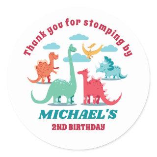 Cute Dinosaurs Kids Birthday Party Baby Shower Classic Round Sticker