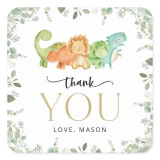 Cute Dinosaurs, T-Rex, Jurassic, First Birthday Square Sticker