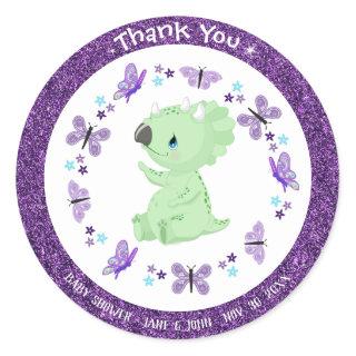 *~* Cute Dinosuar Star Glitter Thank You Sticker