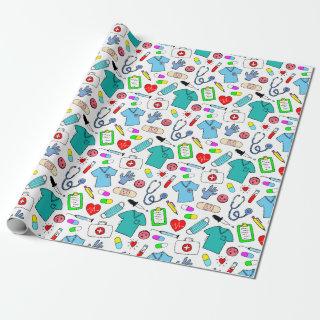 Cute Doctor Nurse Medical Supplies Pattern