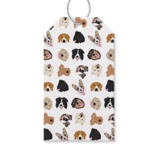 Cute Dog Face Illustration Pattern Gift Tags