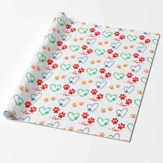 Cute DOG PAW PRINTS and LOVE HEARTS