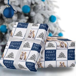 Cute Dog Puppy Pet Merry Blue Christmas Tree