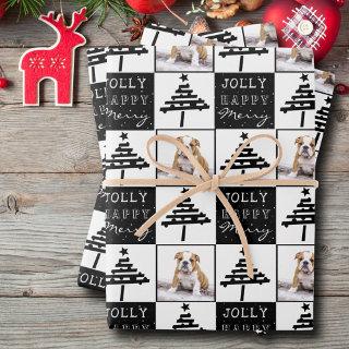 Cute Dog Puppy Pet Photo Black Christmas Tree  Sheets