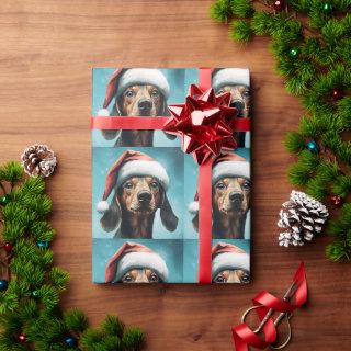 Cute Dog Wearing Santa Hat Dachshund Christmas