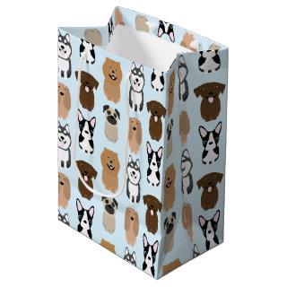 Cute Dogs, Pug, Boston, Lab, Chow, Husky, Spaniel Medium Gift Bag