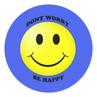 Cute Don't Worry Be Happy Smiley Face Blue Sticker