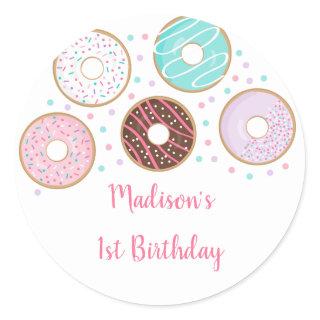 Cute Donut Birthday Classic Round Sticker