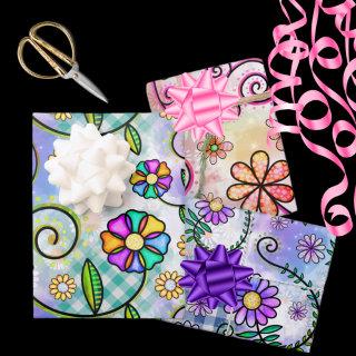Cute Doodle Flowers and Flourishes Patterned  Sheets