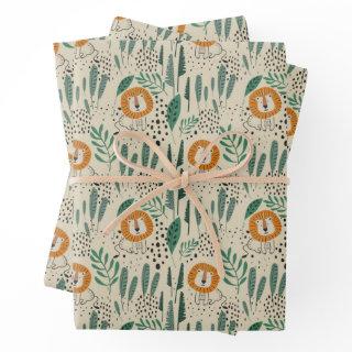 Cute Doodle Lion Jungle Rainforest Pattern  Sheets