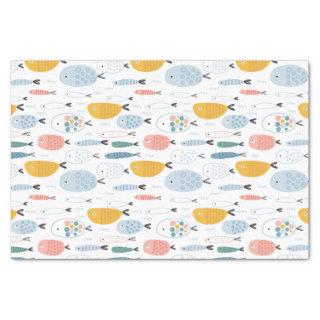 Cute Doodle School of Fish Pattern Tissue Paper