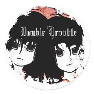 Cute Double Trouble Anime Twin Girls Anime  Classic Round Sticker
