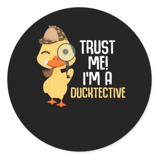 Cute Duck Detective Animal Humor Duck Lover Classic Round Sticker