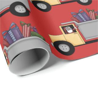 Cute Dump truck pattern driving Santa party wrap