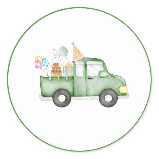 Cute Dusky Green Any Age Birthday Party Classic Round Sticker