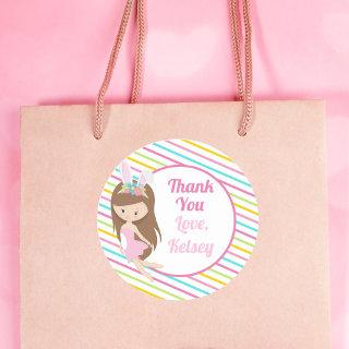 Cute Easter Birthday Girl Fairy Thank You Classic Round Sticker