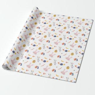 Cute Easter Bunny Egg Spring Floral Pattern