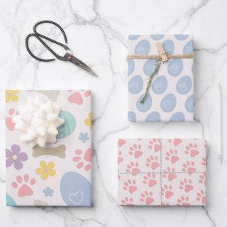 Cute Easter eggs Paw prints Pastel colors Pattern  Sheets