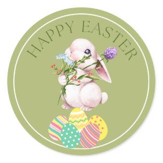 Cute Easter Stickers- Cute Easter Bunny Classic Round Sticker